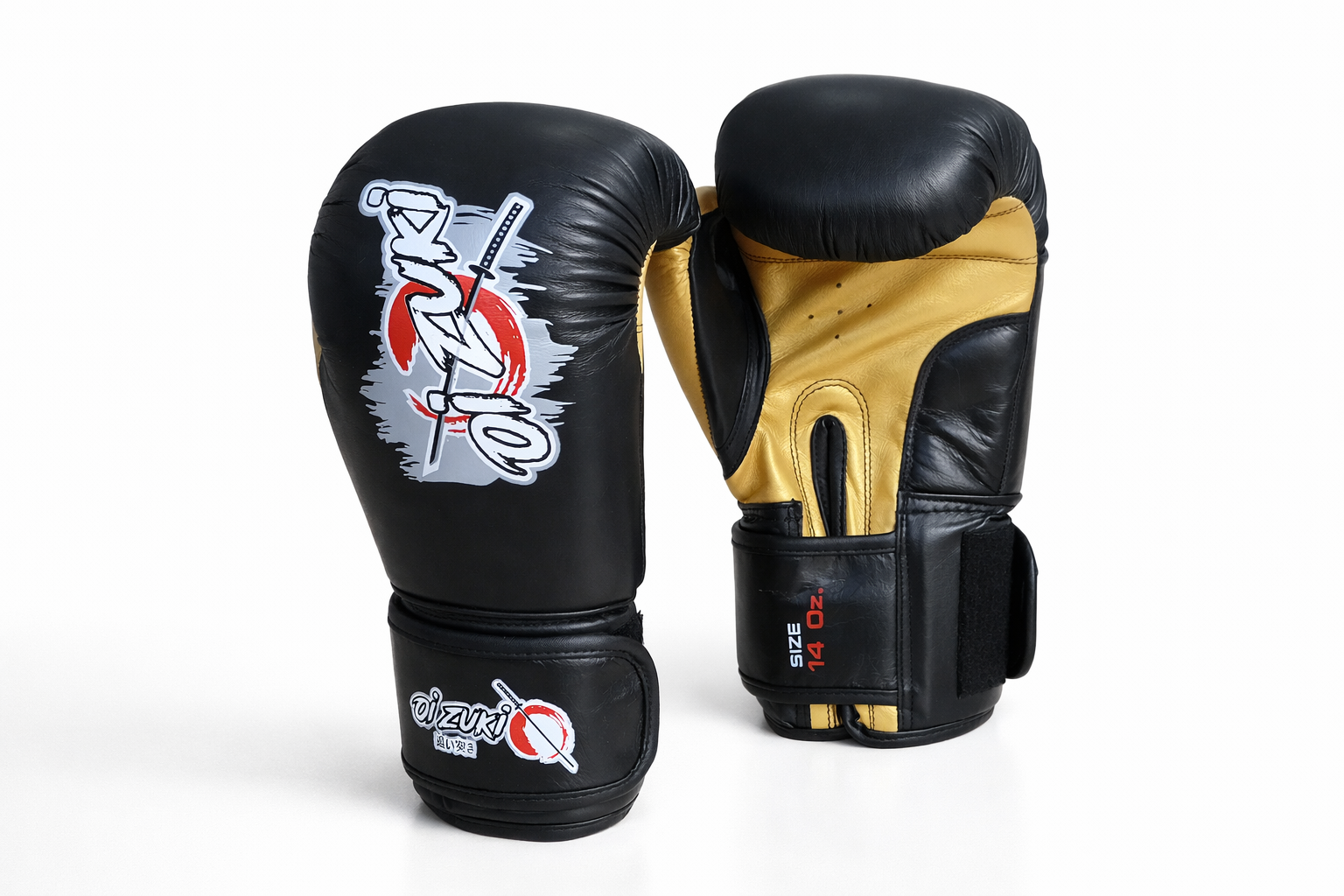 Oi Zuki Shinoki Stealth Series 14 OZ Black & Golden Genuine Leather Boxing Glove
