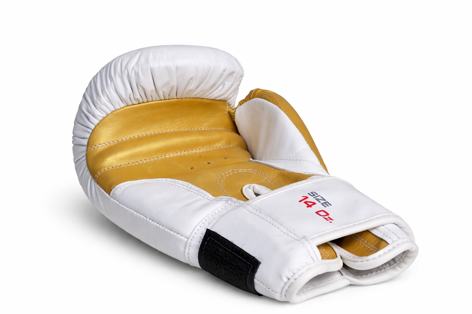 Oi Zuki Shinoki Stealth Series 14 OZ White & Golden Genuine Leather Boxing Glove