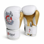 Oi Zuki Shinoki Stealth Series 14 OZ White & Golden Genuine Leather Boxing Glove